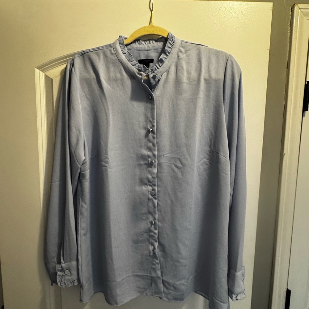 Ann Taylor Factory Women's Soft Blue Button Down Shirt